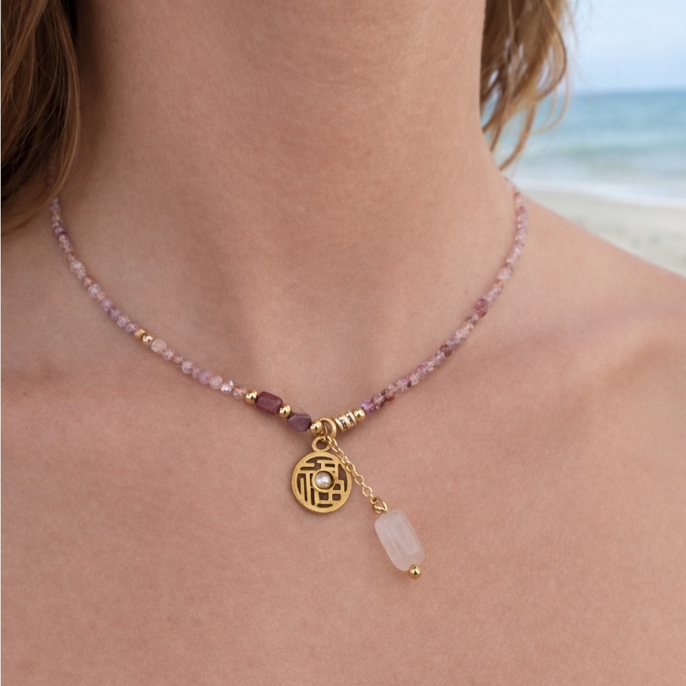 Rose Quartz and Mixed Gemstone Magnetic Necklace